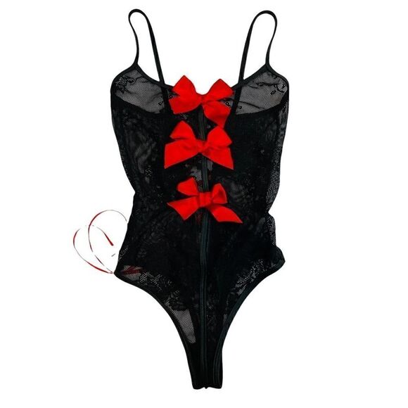 Mesh & Lace Thong Bodysuit Corset Back - Picture 4 of 12